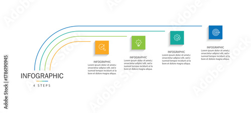 Business infographic template. 4 Step timeline journey. Process diagram, Infographic elements vector illustration.	