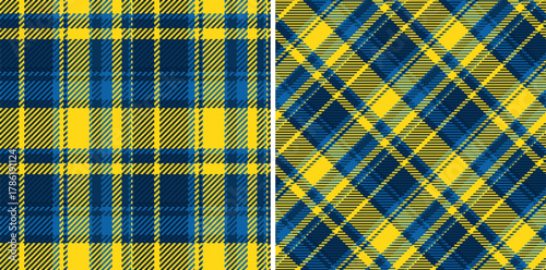 Plaid seamless tartan of check fabric pattern with a background texture textile vector. Set in sea colors for modern rug designs and other home decor.