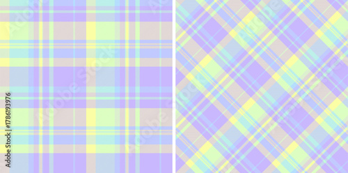 Plaid fabric textile of tartan background texture with a check seamless pattern vector. Set in spring colors. Modern carpet trends.