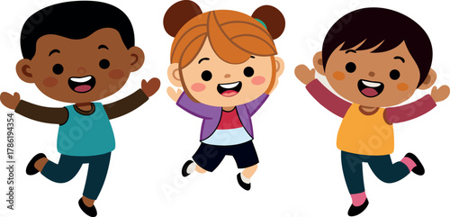 dancing girl illustration, happy child cartoon, energetic girl artwork, kids performing dance, cheerful performance design, cute girl vector, dancing art design, smiling child illustration, joyful dan