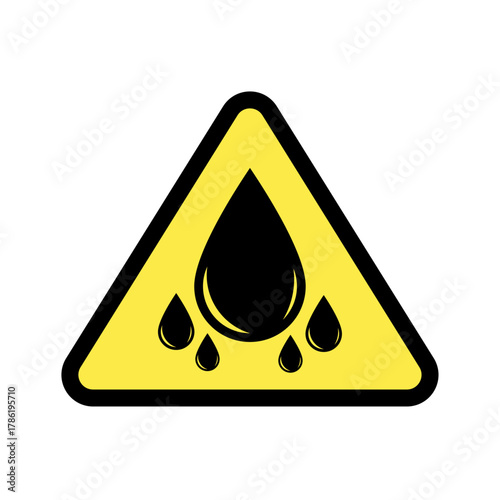 Warning: Spillage Hazard: A bold and immediate warning sign, in the shape of a triangle, signaling a spillage hazard with a visual symbol of dripping liquid. The sign suggests caution, responsibility.