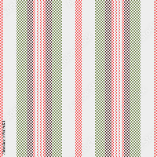 Ned seamless lines background, drawing vector fabric texture. Real textile stripe pattern vertical in white and red colors.