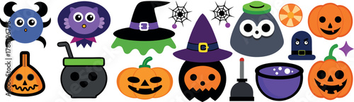 halloween pumpkin illustration, witch hat vector, spooky halloween design, pumpkin face artwork, halloween decorations art, jack o lantern drawing, holiday spooky elements, halloween night illustratio