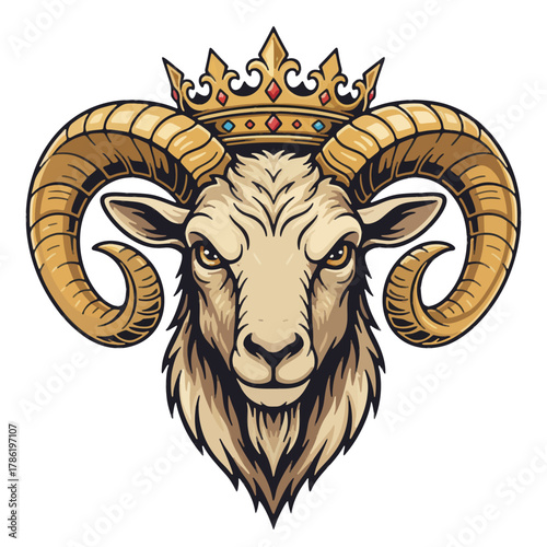 aesthetic logo of the mountain ship king with a crown symbolizing strength and grandeur