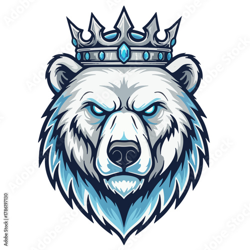  aesthetic logo of the bear king with a crown symbolizing strength and grandeur