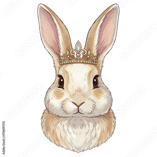 aesthetic logo of the rabbit king with a crown symbolizing strength and grandeur