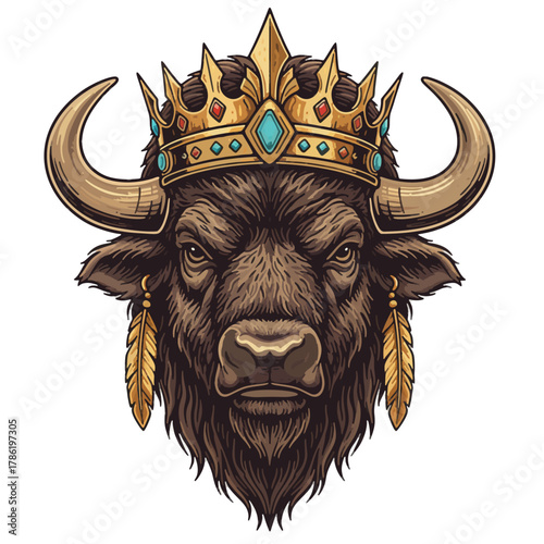 aesthetic logo of the byson king with a crown symbolizing strength and grandeur