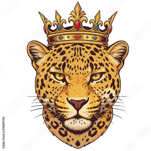 aesthetic logo of the leopard king with a crown symbolizing strength and grandeur