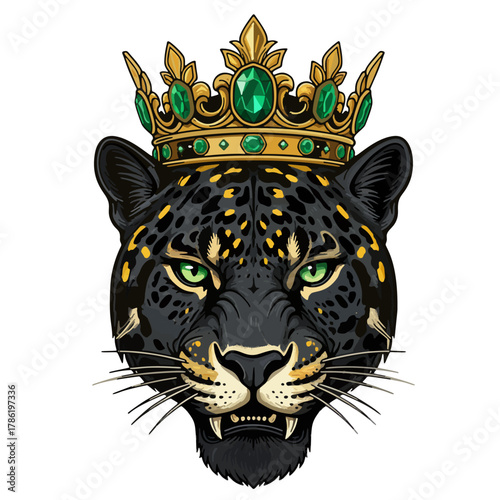 aesthetic logo of the black panther king with a crown symbolizing strength and grandeur