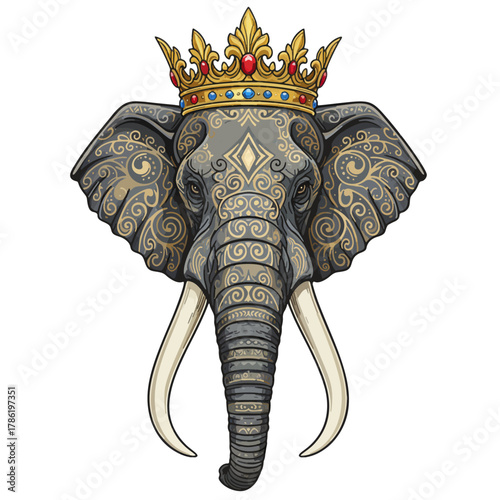 aesthetic logo of the elephant king with a crown symbolizing strength and grandeur