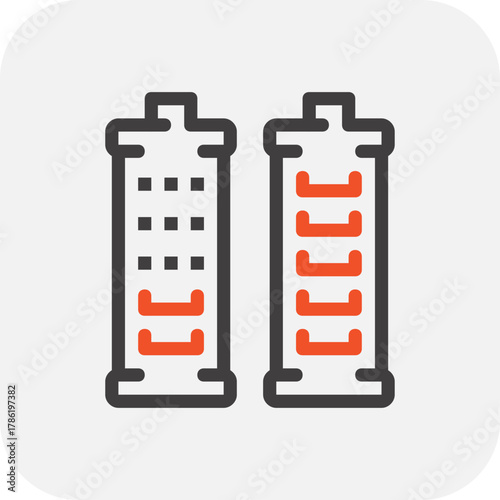 Modern rechargeable battery flat line vector illustration icon design concept. Icon for mobile and web graphics. Flat symbol, logo creative concept. Simple and clean flat pictogram