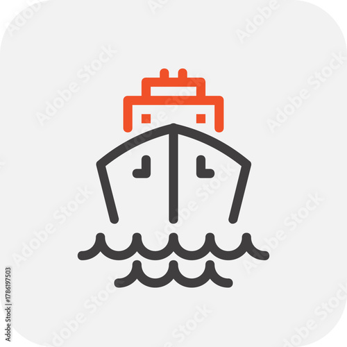 Modern cruise liner flat line vector illustration icon design concept. Icon for mobile and web graphics. Flat symbol, logo creative concept. Simple and clean flat pictogram