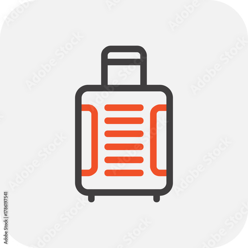 Modern tourist luggage flat line vector illustration icon design concept. Icon for mobile and web graphics. Flat symbol, logo creative concept. Simple and clean flat pictogram