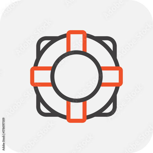 Modern lifebuoy flat line vector illustration icon design concept. Icon for mobile and web graphics. Flat symbol, logo creative concept. Simple and clean flat pictogram
