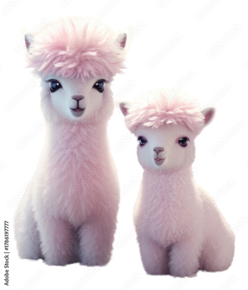 Naklejka premium PNG Cute baby llamas animal mammal toy.