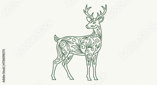 Elegant ornamental deer design with floral motifs creating a sophisticated and artistic image