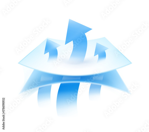 Material with arrows for presentation breathable materials, airflow, air exchange. Vector illustration isolated on white background. Ready for use in your infographic, presentation. EPS10.