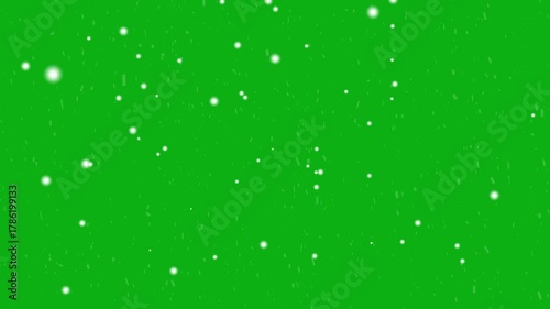 Snowfall animation on green screen. falling snow chroma key background, christmas snowfall realistic snowflakes transparent 4k video.