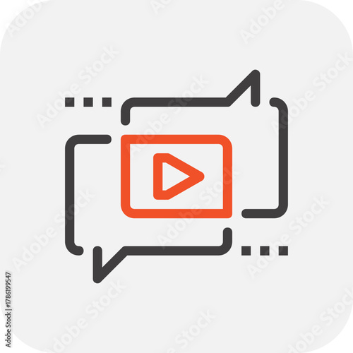 Modern viral video flat line vector illustration icon design concept. Icon for mobile and web graphics. Flat symbol, logo creative concept. Simple and clean flat pictogram