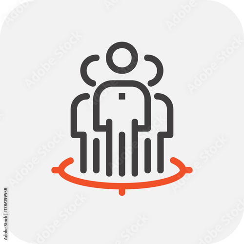 Modern focus group flat line vector illustration icon design concept. Icon for mobile and web graphics. Flat symbol, logo creative concept. Simple and clean flat pictogram