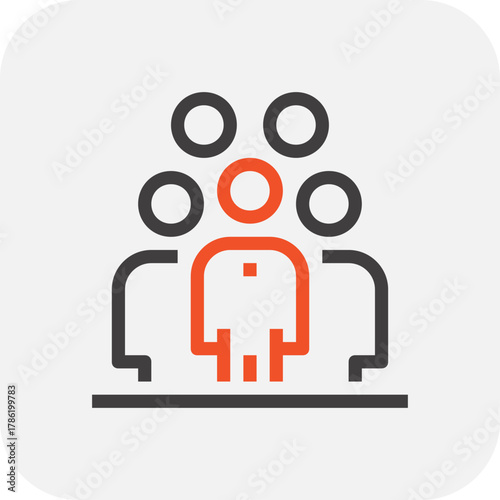 Modern workgroup flat line vector illustration icon design concept. Icon for mobile and web graphics. Flat symbol, logo creative concept. Simple and clean flat pictogram