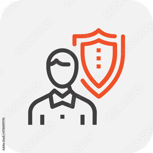 Modern employee insurance flat line vector illustration icon design concept. Icon for mobile and web graphics. Flat symbol, logo creative concept. Simple and clean flat pictogram