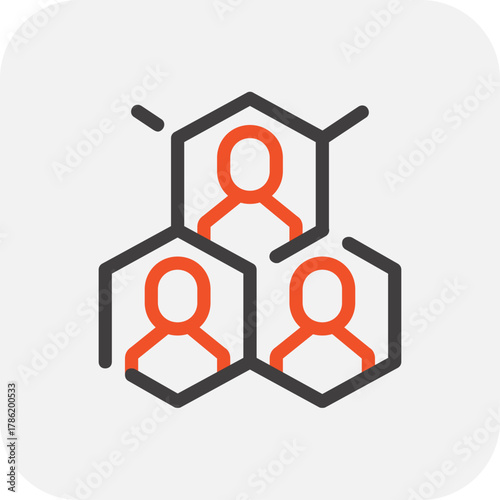 Modern team cohesion flat line vector illustration icon design concept. Icon for mobile and web graphics. Flat symbol, logo creative concept. Simple and clean flat pictogram