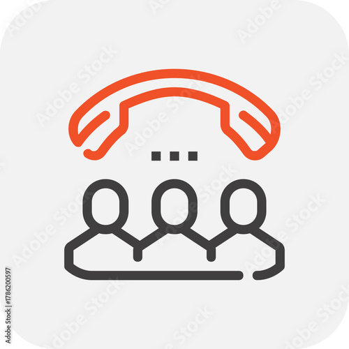 Modern conference call flat line vector illustration icon design concept. Icon for mobile and web graphics. Flat symbol, logo creative concept. Simple and clean flat pictogram