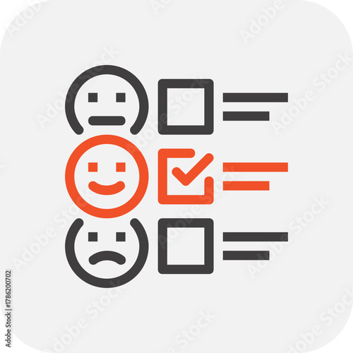 Modern satisfaction level flat line vector illustration icon design concept. Icon for mobile and web graphics. Flat symbol, logo creative concept. Simple and clean flat pictogram