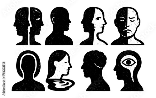 Expressive silhouette faces with textured effects