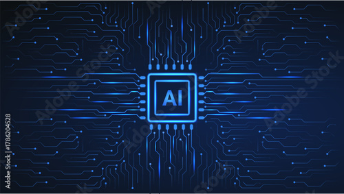 AI chip with digital circuit connections. Technology background. artificial intelligence innovation concept.
