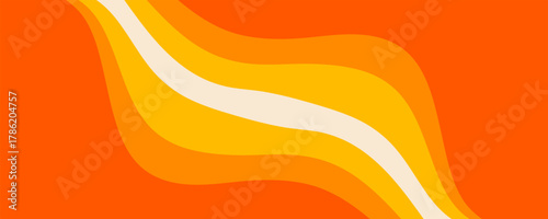 Bright wavy background with warm retro autumn colors. Cool hippie background. Retro psychedelic wavy design from the 60s and 70s.