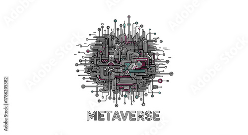 Abstract Digital Sphere Representing Metaverse Technology Connectivity Circuitry and Futuristic Concepts Isolated on White Background