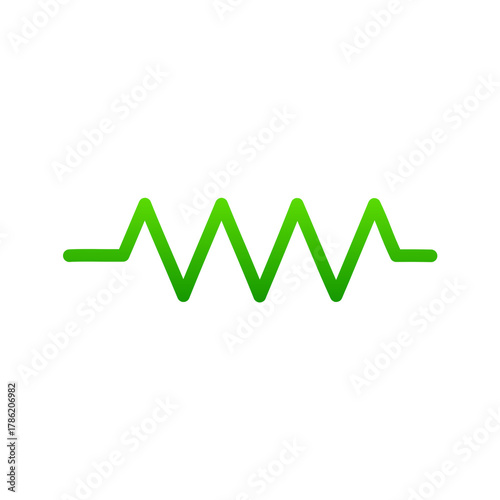 Photos Green Zigzag Resistor Icon – Vector Symbol for Circuit, Electronics, and Enginee