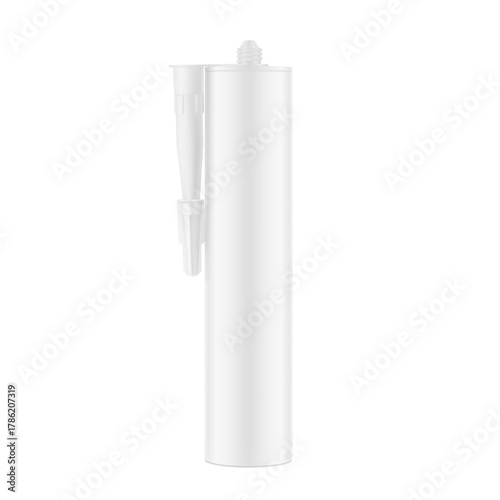 Silicone sealant cartridge mockup. Vector illustration isolated on white background. Can be use for template your design, presentation, promo, ad. EPS10.