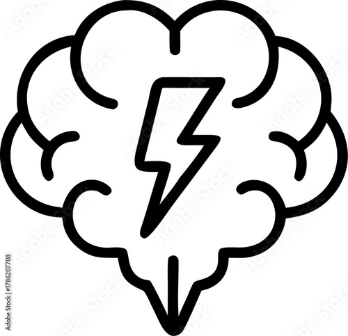 Brain with lightning bolt icon representing idea or energy