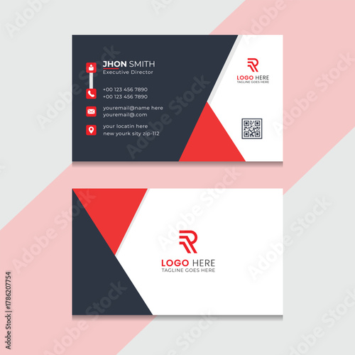 Clean professional corporate identity modern business card design template