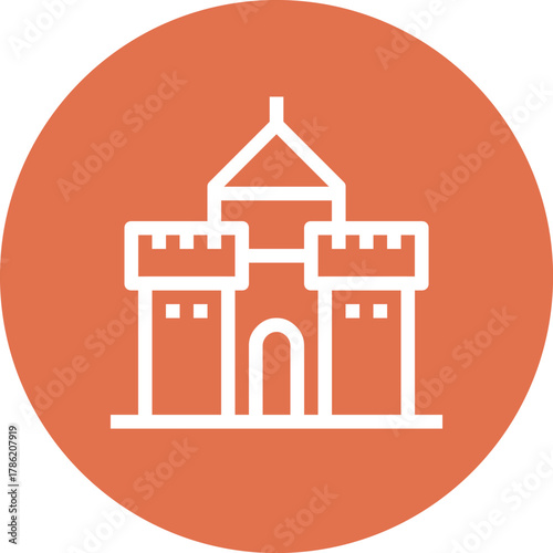 Modern sand castle flat line vector illustration icon design concept. Icon for mobile and web graphics. Flat symbol, logo creative concept. Simple and clean flat pictogram