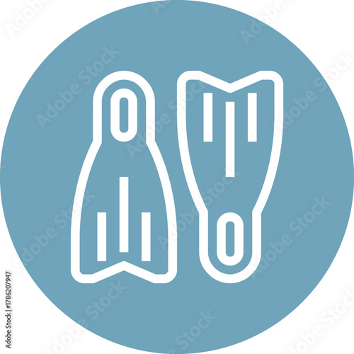 Modern flippers flat line vector illustration icon design concept. Icon for mobile and web graphics. Flat symbol, logo creative concept. Simple and clean flat pictogram