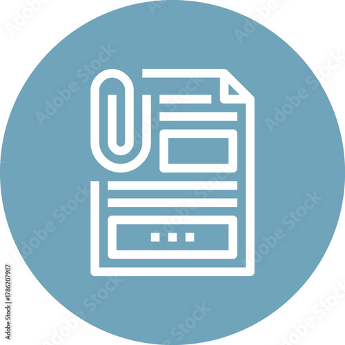 Modern attachment file flat line vector illustration icon design concept. Icon for mobile and web graphics. Flat symbol, logo creative concept. Simple and clean flat pictogram