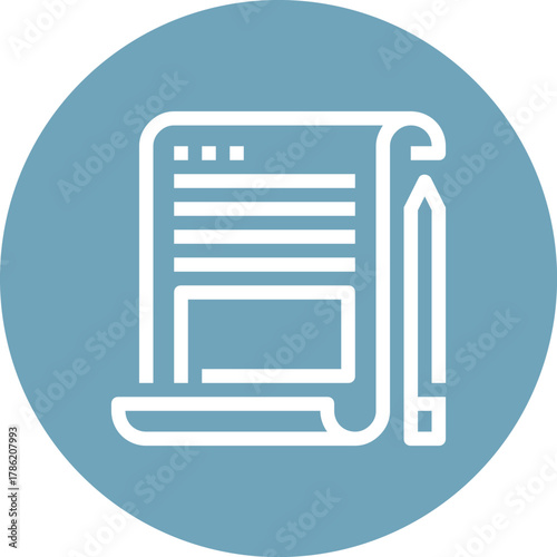 Modern scroll flat line vector illustration icon design concept. Icon for mobile and web graphics. Flat symbol, logo creative concept. Simple and clean flat pictogram