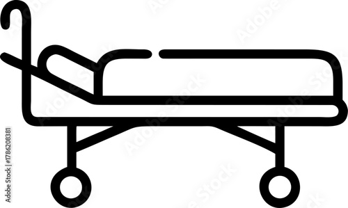 Simple line drawing of a hospital gurney