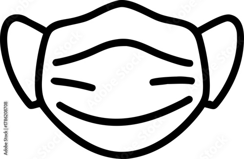 Simple line drawing of a medical face mask