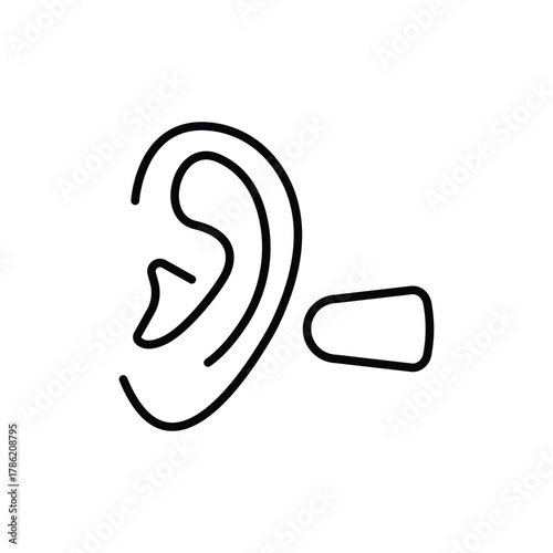earplug. linear icon. Line with Editable stroke