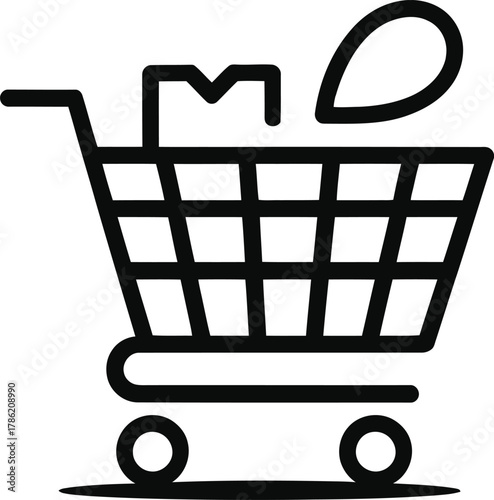 Shopping cart icon for e commerce isolated on transparent background