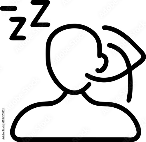 Person sleeping with zzz symbol