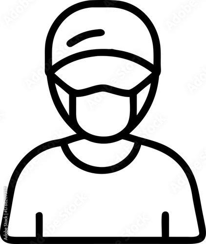 Person wearing a face mask and cap
