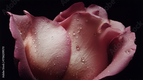delicate pink rose close up with dark background cinematic floral photography