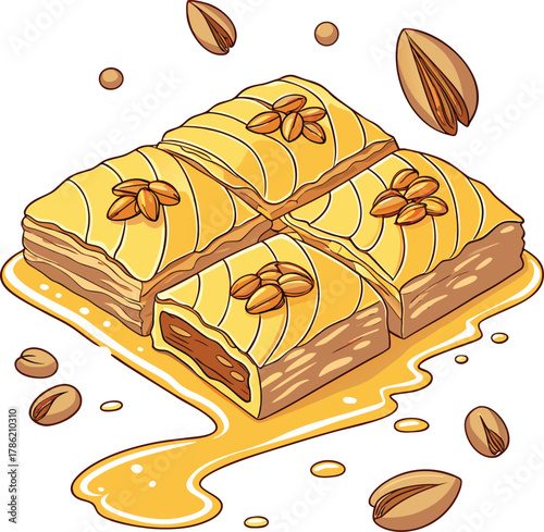 Illustration of a baklava with pistachio