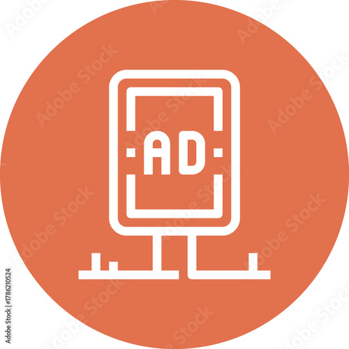 Modern sponsored ads flat line vector illustration icon design concept. Icon for mobile and web graphics. Flat symbol, logo creative concept. Simple and clean flat pictogram